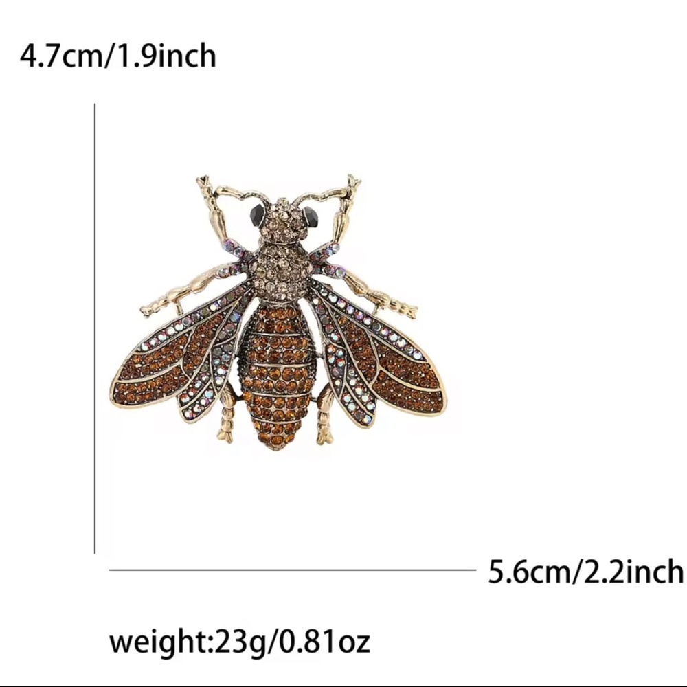 Brown Bee Crystal Brooch - Picture 3 of 4